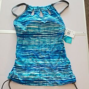 grey/turquoise tankini swim top